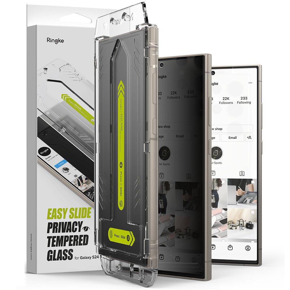 Капак за Samsung Galaxy S24 Ultra (комплект от 2) - Ringke Easy Slide Tempered Glass - Поверителност