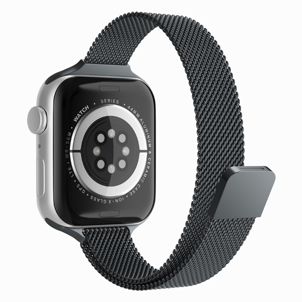 Каишка за Apple Watch 1/2/3/3/4/4/5/5/5/6/6/7/8/7/8/9/9/10/11/SE/SE 2/SE 3/Ultra/Ultra/Ultra 2/Ultra 3 (42/44/45/46/49 мм) - Каишка за часовник Techsuit (W034) - Черен