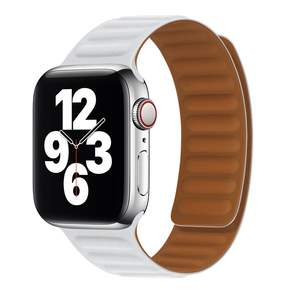 Каишка за Apple Watch 1/2/3/3/4/4/5/5/5/6/6/7/8/7/8/9/9/10/10/11/SE/SE 2/SE 3 (38/40/41/42 мм) - Каишка за часовник Techsuit (W035) - Бяла