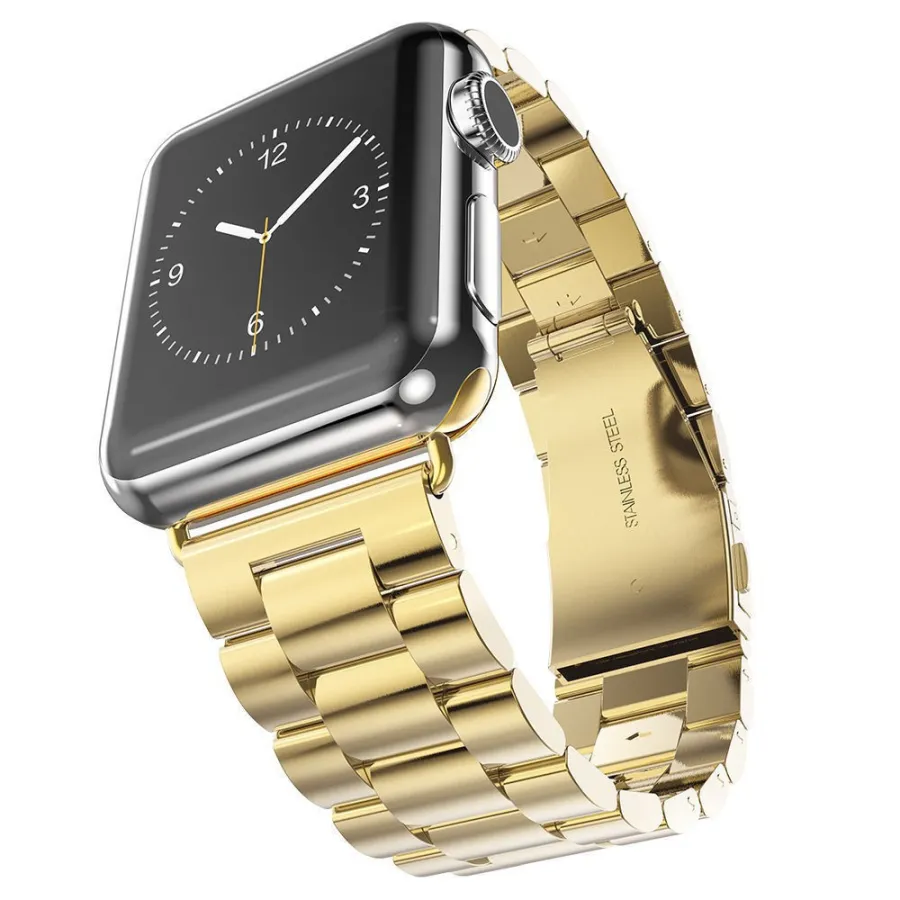 Каишка за Apple Watch 1/2/3/3/4/4/5/5/5/6/6/7/8/7/8/9/9/10/10/11/SE/SE 2/SE 3 (38/40/41/42 мм) - Каишка за часовник Techsuit (W036) - злато