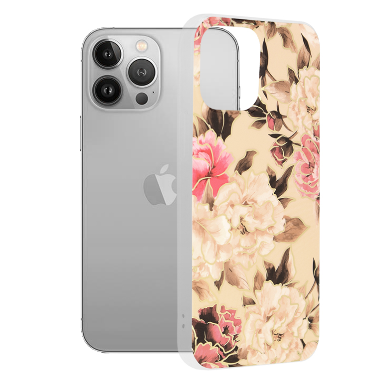 Калъф за iPhone 13 Pro Max - Techsuit Marble Series - Mary Berry Nude