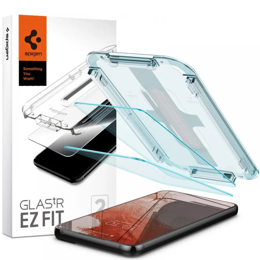 Калъф за Samsung Galaxy S22 5G (комплект 2) - Spigen Glas.tR EZ FIT (AGL04151) - Прозрачен
