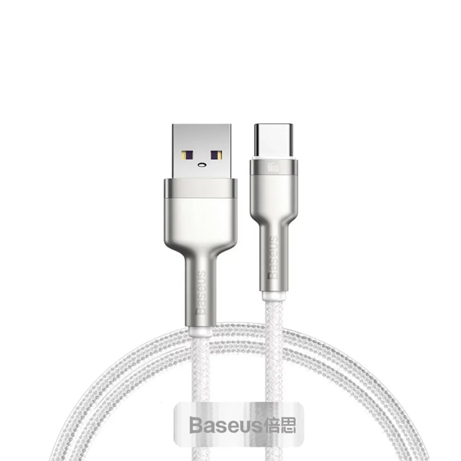 USB към Type-C кабел за данни, 66 W, 1 m - Baseus Cafule Series Metal (CAKF000102) - Бял