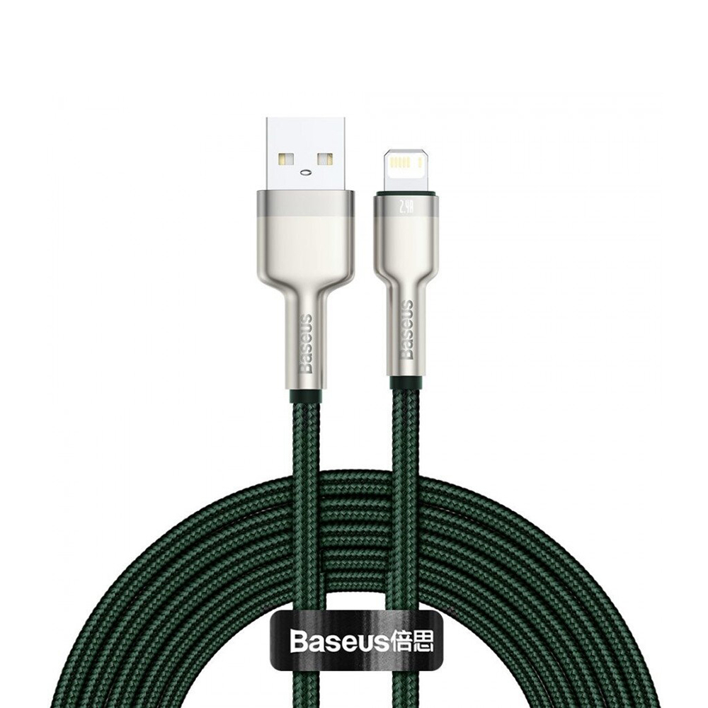 Кабел за данни USB към Lightning 2.4A 2.4A, 2m - Baseus Cafule (CALJK-B06) - Зелен