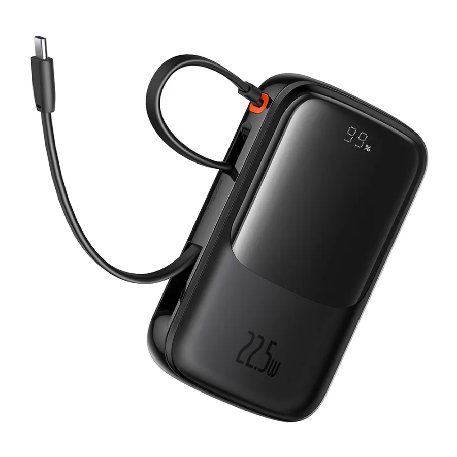 Външен батериен пакет Lightning, 2x Type-C, USB, 22.5W, 10000mAh + Type-C кабел - Baseus Qpow Pro+ (P10067101113113-00) - Черен