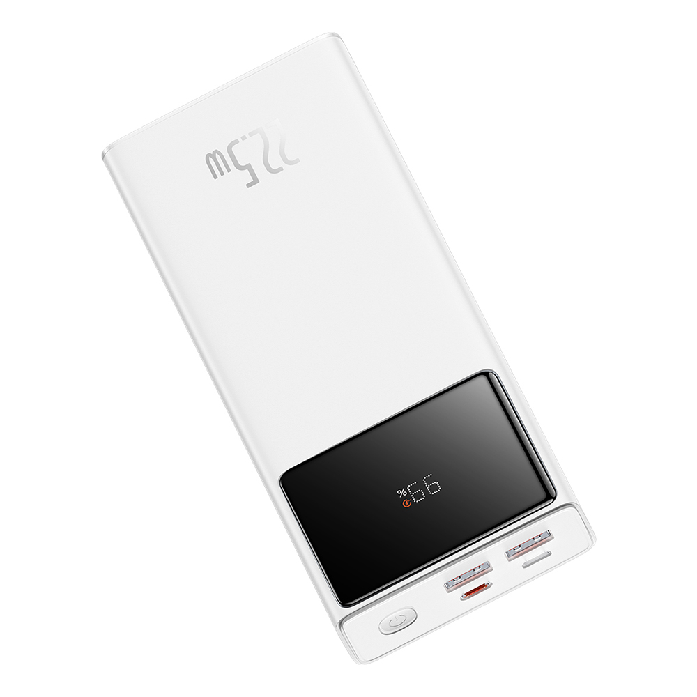 Външен пакет батерии 2x USB, Type-C, Micro-USB, 22.5W, 20000mAh + Type-C кабел, 3A, 30cm - Baseus Star-Lord (PPXJ080002) - Бял
