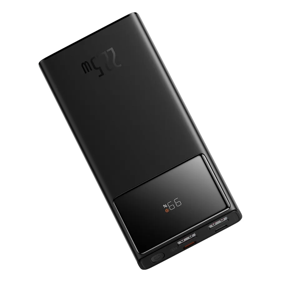 Външен пакет батерии 2x USB, Type-C, Micro-USB, 22.5W, 10000mAh + Type-C кабел, 3A, 30cm - Baseus Star-Lord (PPXJ100001) - Черен