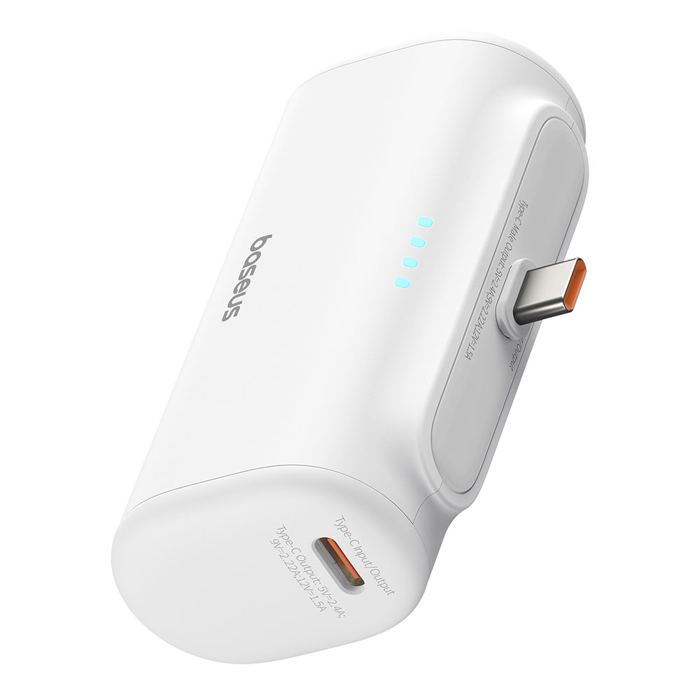Външна Type-C батерия Type-C, 20W, 5000mAh + Type-C кабел - Baseus (P10068306213-00) - Бял