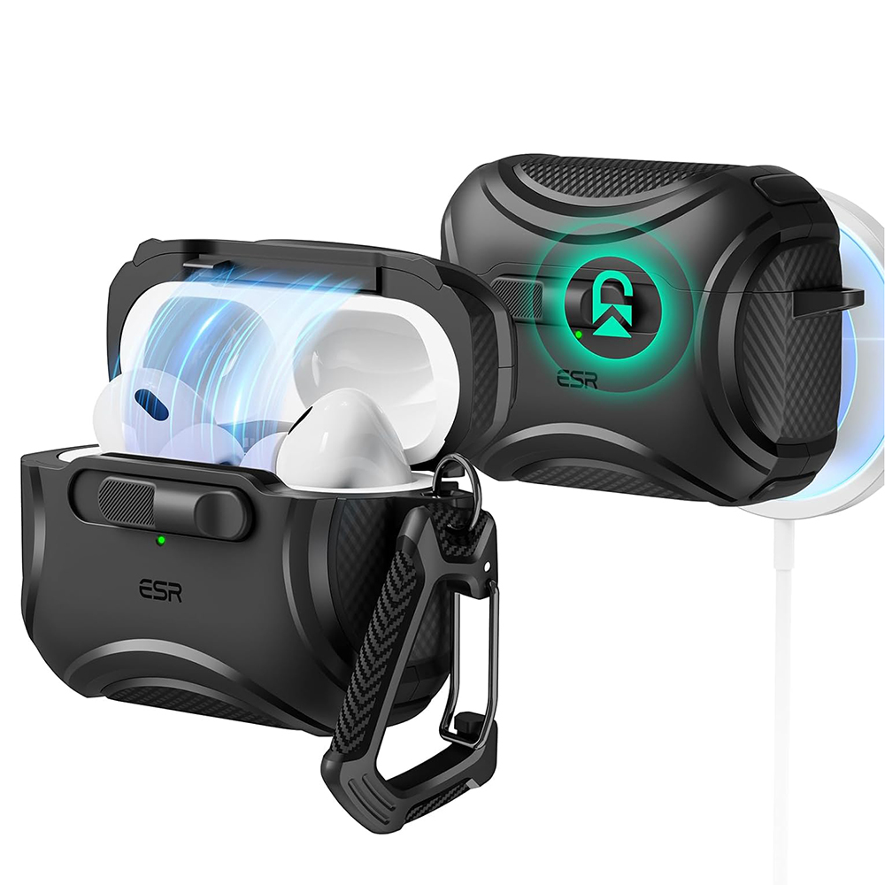 Калъф за Apple AirPods Pro 1/2 - ESR Cyber Magnetic Lock HaloLock - Черен