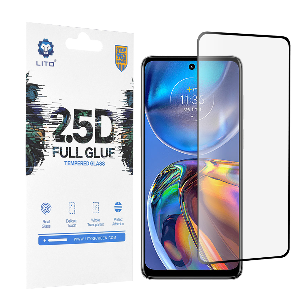 Капак за Motorola Moto Moto E32 / Moto E32s - Lito 2.5D FullGlue Glass - Черен