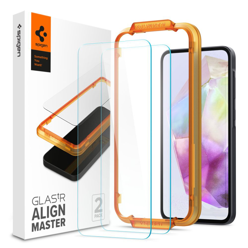 Фолио за Samsung Galaxy A35 5G / M35 (комплект 2) - Spigen Glas.TR Align Master (AGL07772) - Прозрачен