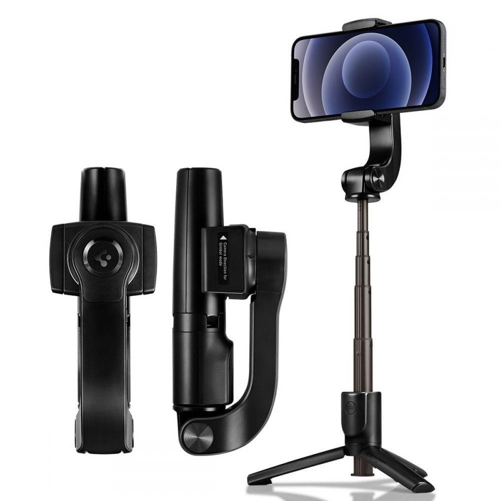 Bluetooth селфи стик Gimbal Stabil Stabilizer, 54cm - Spigen Монтаж за статив и Gimbal Stabilizer S610W (AMP01862) - Черен