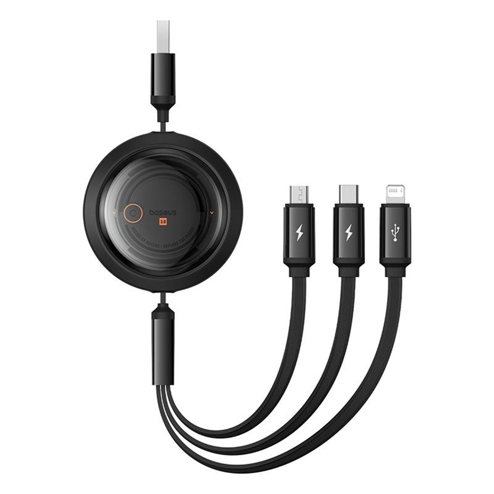Кабел за данни USB към Type-C, Lightning, Micro-USB, 100 W, 1,1 m - Baseus Free 2 Draw (P10368700111-03) - Cluster Черен