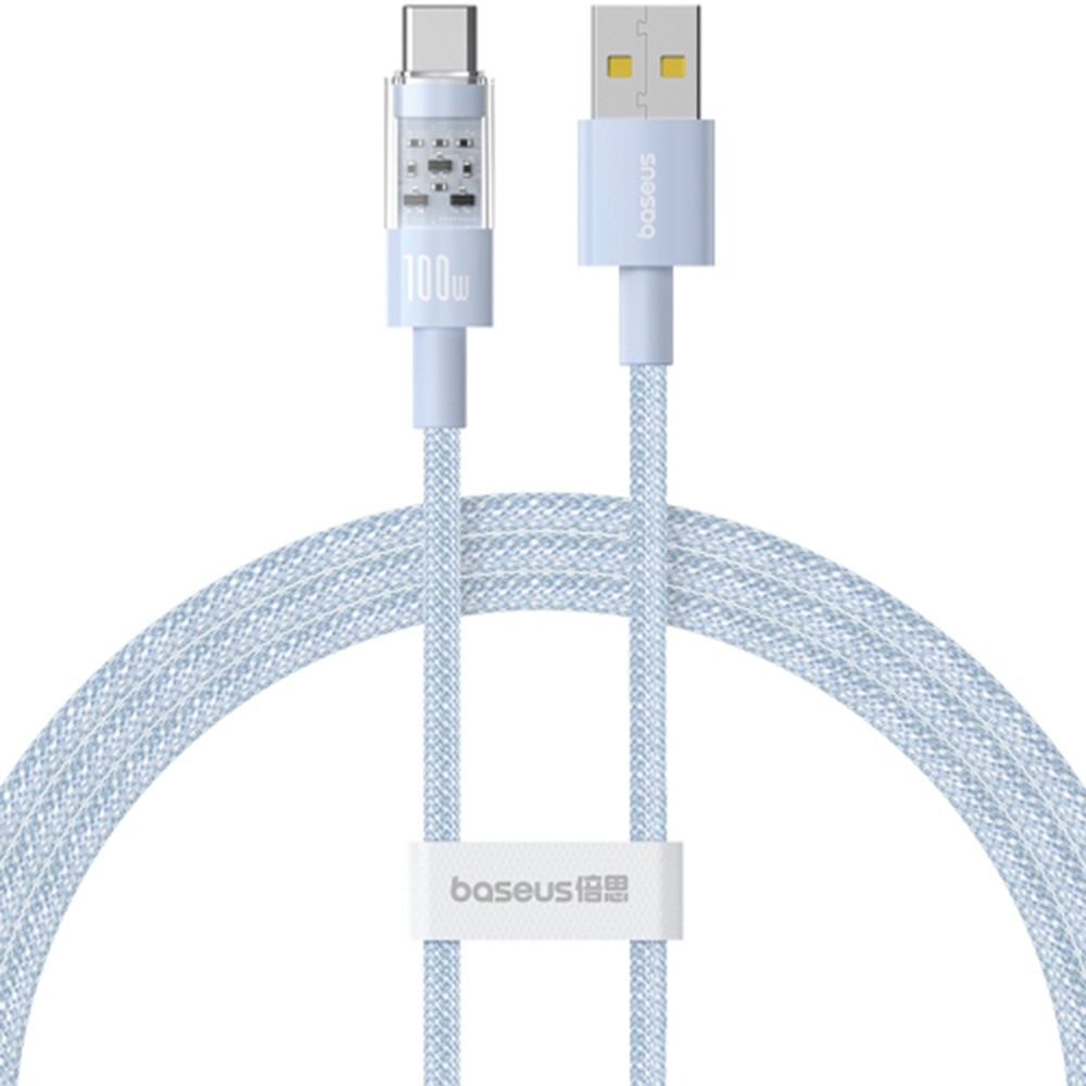 USB към Type-C кабел, супер бързо зареждане 100 W, 2 м - Baseus Gem (P1037373002311-01) - Galaxy Син