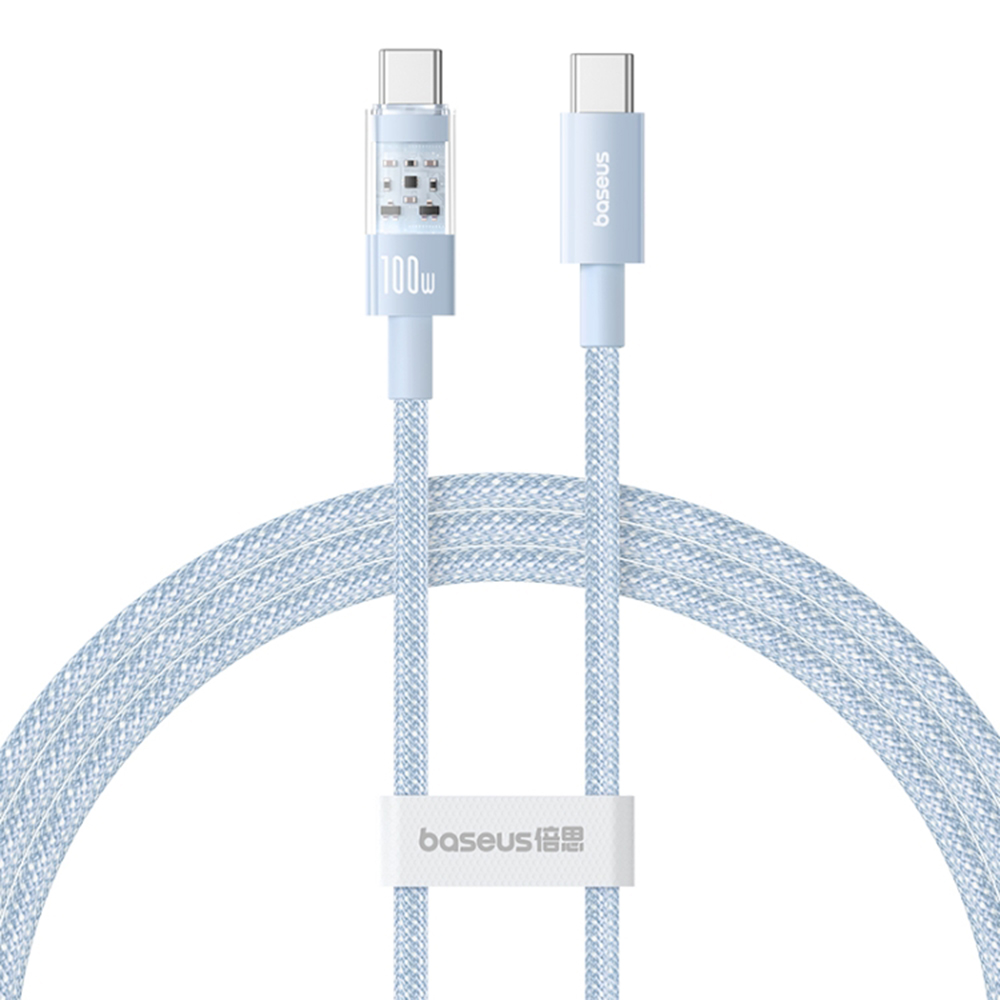 USB-C към Type-C кабел, супер бързо зареждане 100 W, 1 m - Baseus Gem (P10373000311-00) - Galaxy Син