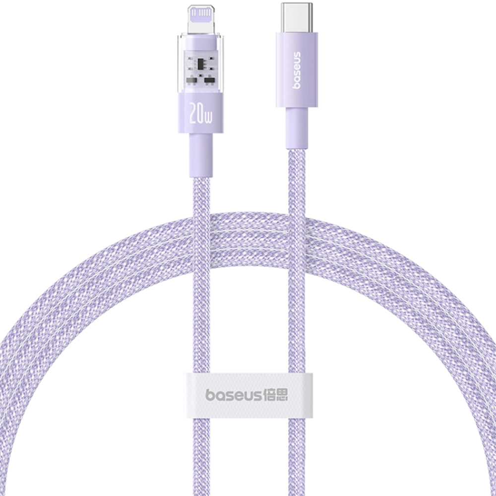 Кабел USB-C към Lightning, бързо зареждане 20W, 2m - Baseus Gem (P10373001511-01) - Nebula Лилав