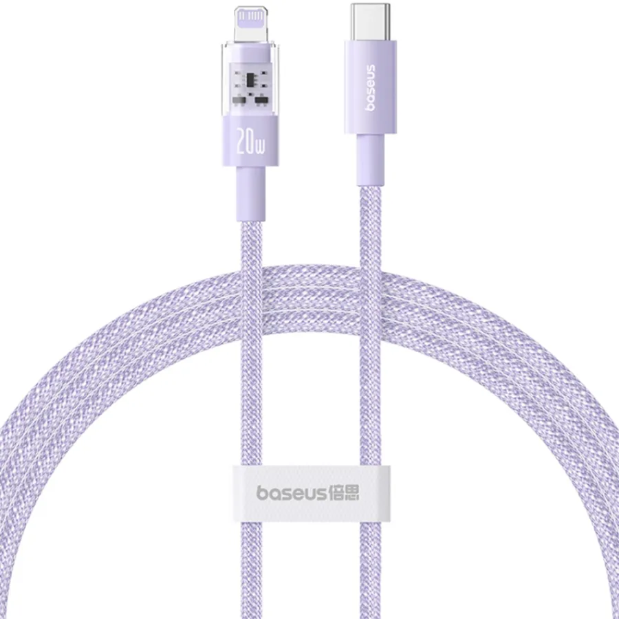 Кабел USB-C към Lightning, бързо зареждане 20W, 2m - Baseus Gem (P10373001511-01) - Nebula Лилав