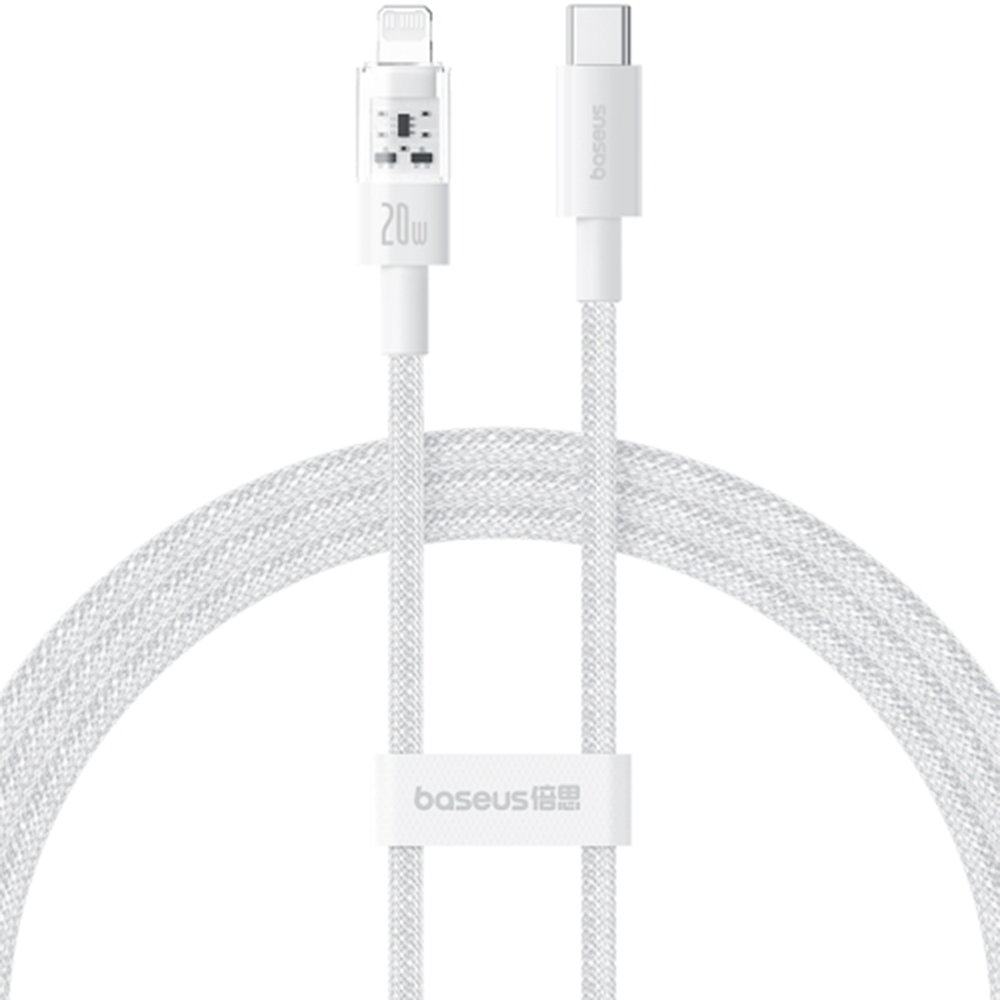 Кабел USB-C към Lightning, бързо зареждане 20W, 2m - Baseus Gem (P10373001211-01) - Moon Бял
