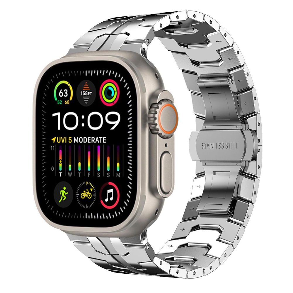 Каишка за Apple Watch 1/2/3/3/4/4/5/5/6/6/7/8/7/8/9/9/10/11/SE/SE 2/SE 3/Ultra/Ultra 2/Ultra 3 (42/44/45/46/49mm) - Techsuit Каишка за часовник (W063) - Сребрист