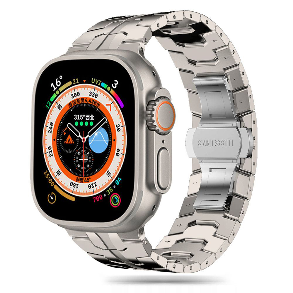 Каишка за Apple Watch 1/2/3/3/4/4/5/5/6/6/7/8/7/8/9/9/10/11/SE/SE 2/SE 3/Ultra/Ultra 2/Ultra 3 (42/44/45/46/49 мм) - Каишка за часовник Techsuit (W063) - Титан