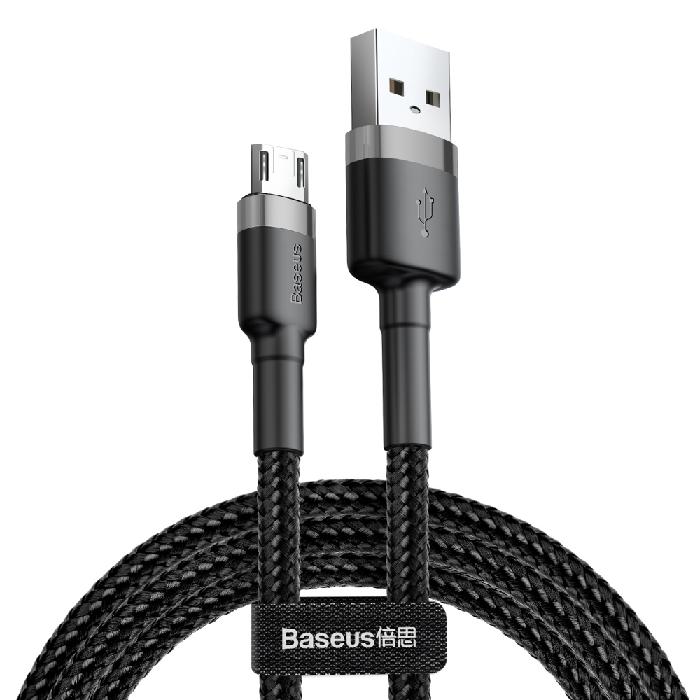 USB кабел за данни Micro-USB USB 1.5A, 2m, Baseus Cafule (CAMKLF-CG1) - сив / черен
