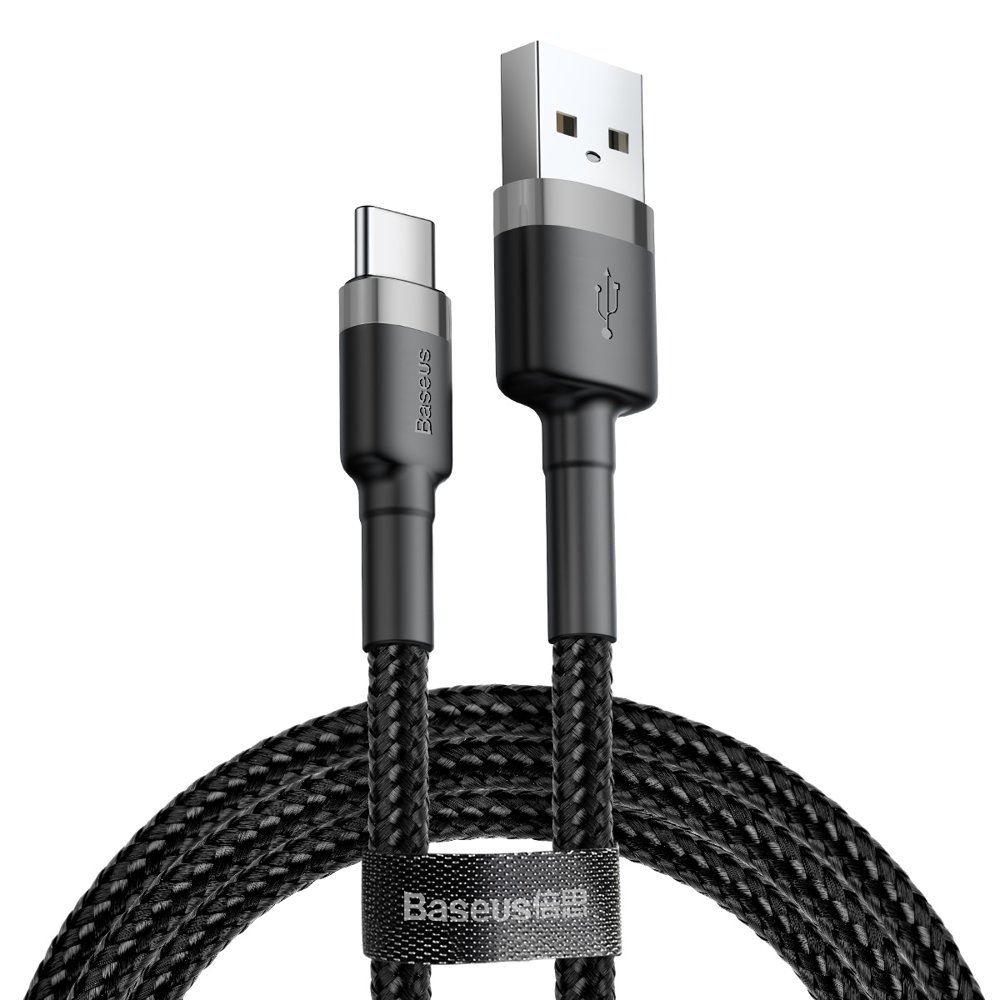 USB Type-C Data Cable Type-C, 2A, 3m - Baseus Cafule (CATKLF-UG1) - Сиво Черен