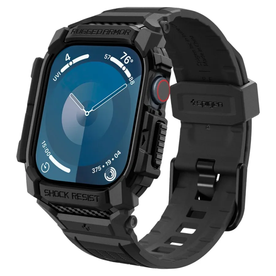 Калъф за Apple Watch 10 42mm / Watch 11 42mm + каишка - Spigen Rugged Armor Pro (ACS08591) - черен мат