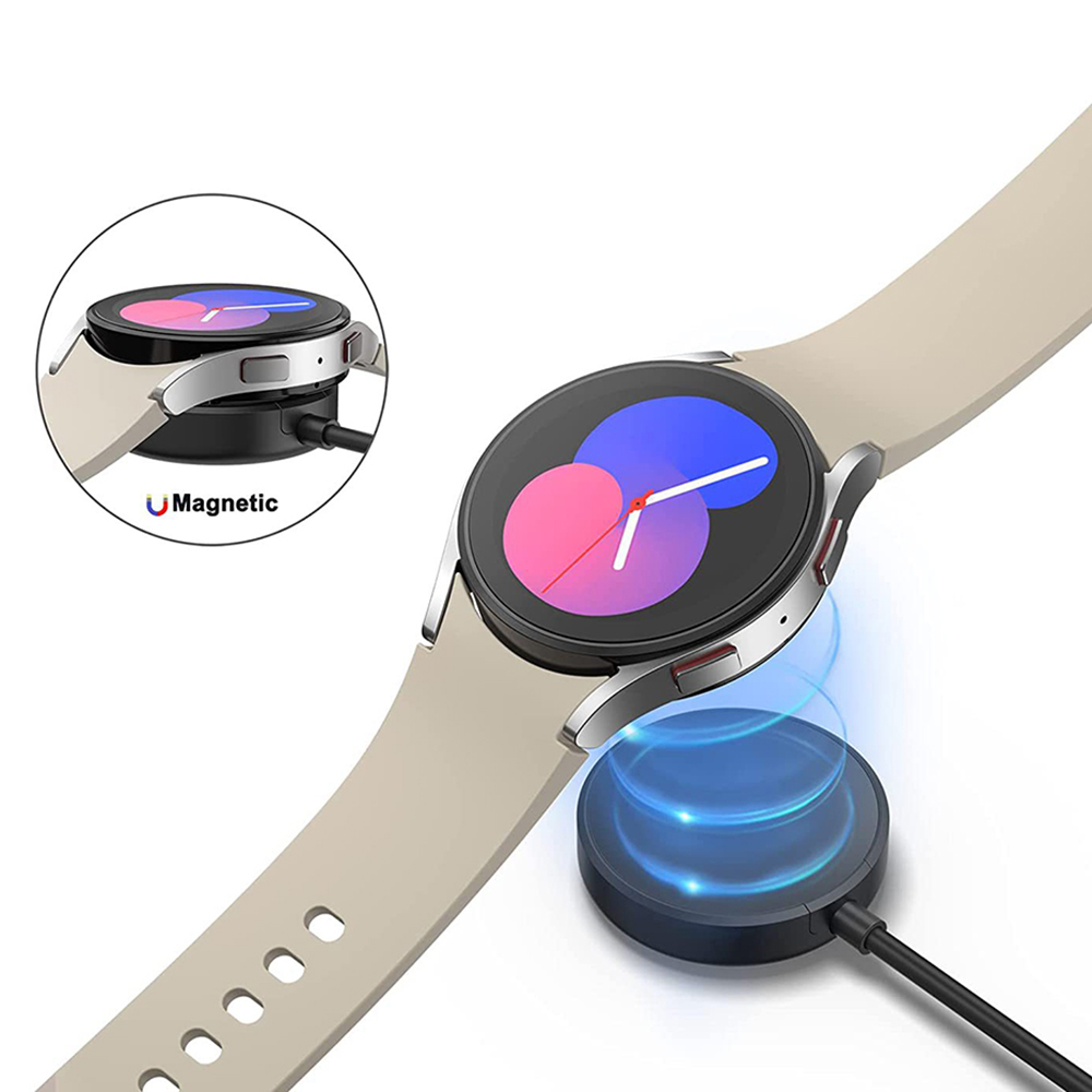 Зарядно за Samsung Galaxy Watch 3/4/5/6, USB, 2.5W, метален корпус - Techsuit (TSC12) - черно