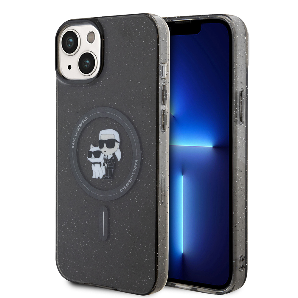 Калъф за iPhone 15 Plus - Karl Lagerfeld Glitter MagSafe (KLHMP15MHGKKCNOK) - Karl&Choupette