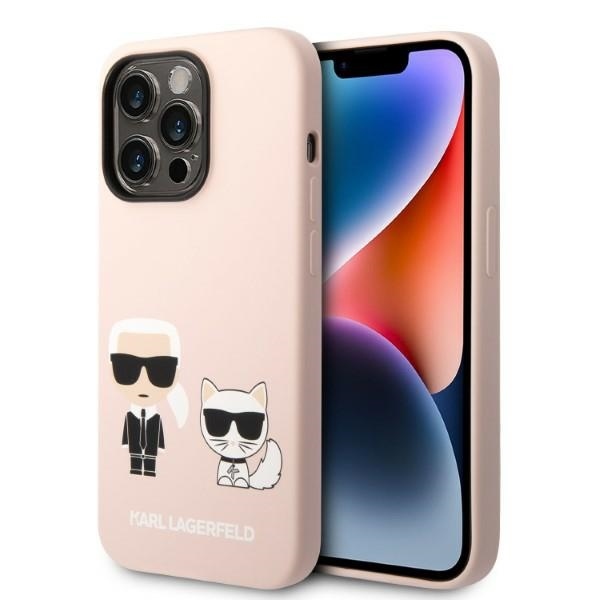 Калъф за iPhone 14 Pro Max - Karl Lagerfeld Silicone MagSafe (KLHMP14XSSKCI) - Светлорозов Karl&Choupette