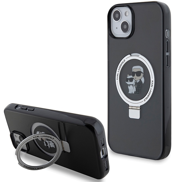Калъф за iPhone 14 - Karl Lagerfeld Hardcase Ring Stand MagSafe (KLHMP14SHMRSKCK) - Karl&Choupette