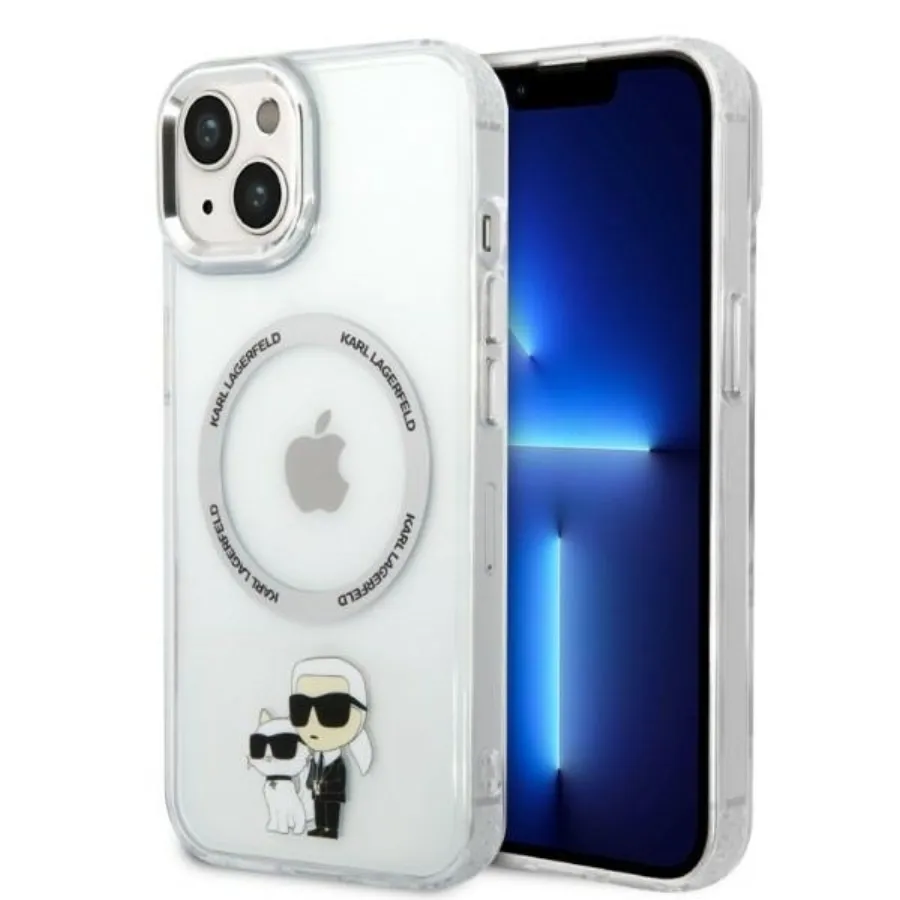 Калъф за IPhone 14 Plus - Karl Lagerfeld Hardcase MagSafe (KLHMP14MHNKCIT) - Прозрачен Iconic Karl&Choupette