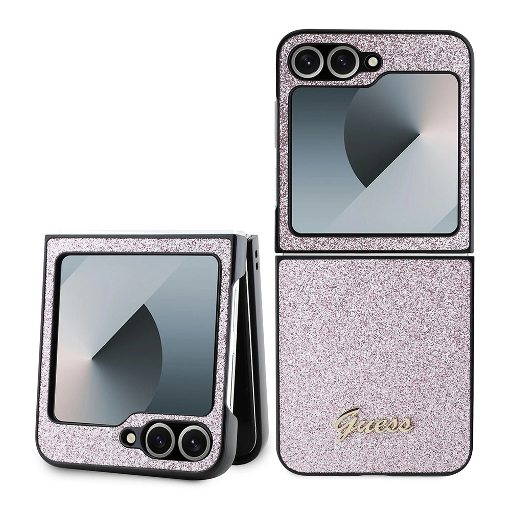 Чантичка за Samsung Galaxy Z Flip6 / Flip7 FE - Guess Glitter Script (GUHCZZF6HGGSHP) - розова