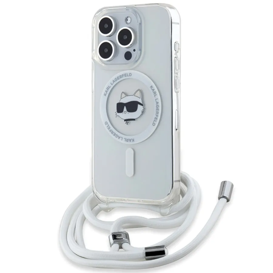 Калъф за iPhone 14 Pro - Karl Lagerfeld IML Crossbody MagSafe (KLHMP14LHCCHCHNT) - Прозрачен Choupette Head&Cord