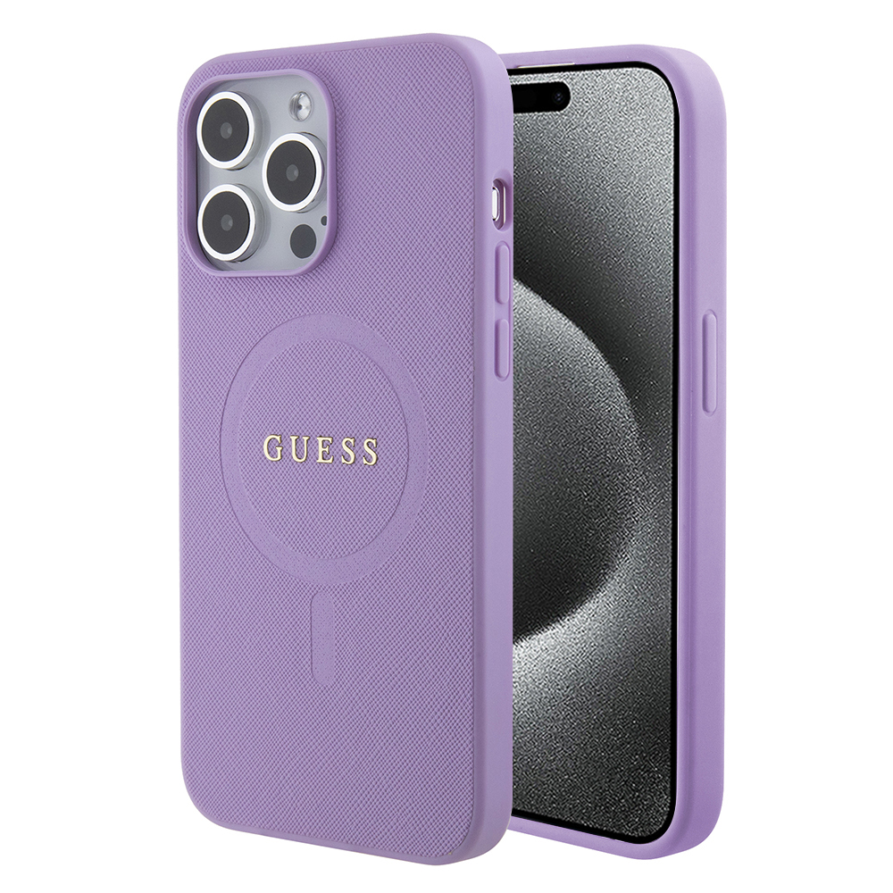 Калъф за iPhone 15 Pro Max - Guess Saffiano MagSafe (GUHMP15XPSAHMCU) - Лилав