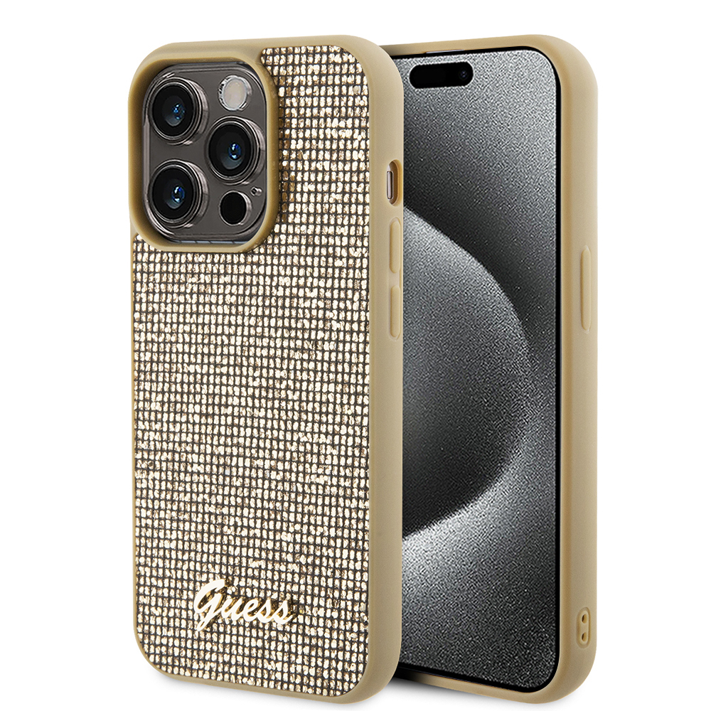 Калъф за iPhone 15 Pro Max - Guess Disco Metal Script (GUHCP15XPMSDGSD) - Златен