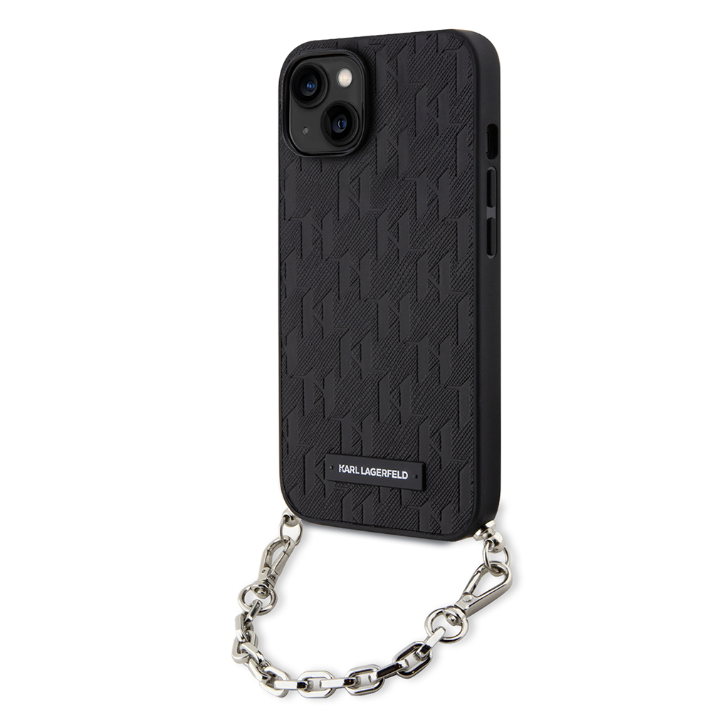Калъф за iPhone 14 - Karl Lagerfeld Saffiano Monogram Chain (KLHCP14SSACKLHPK) - Черен