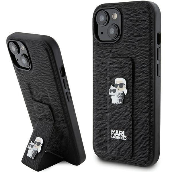 Калъф за iPhone 15 Plus - Karl Lagerfeld Saffiano Gripstand (KLHCP15MGSAKCPK) - Karl&Choupette Pins