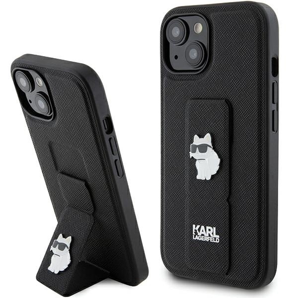 Калъф за iPhone 15 - Karl Lagerfeld Saffiano Gripstand (KLHCP15SGSACHPK) - Choupette