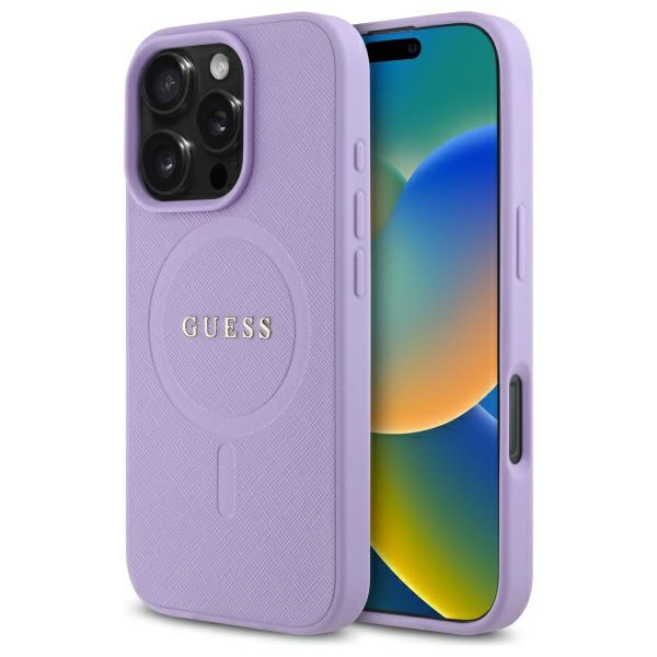 Калъф за iPhone 16 Pro Max - Guess Saffiano MagSafe (GUHMP16XPSAHMCU) - Лилав