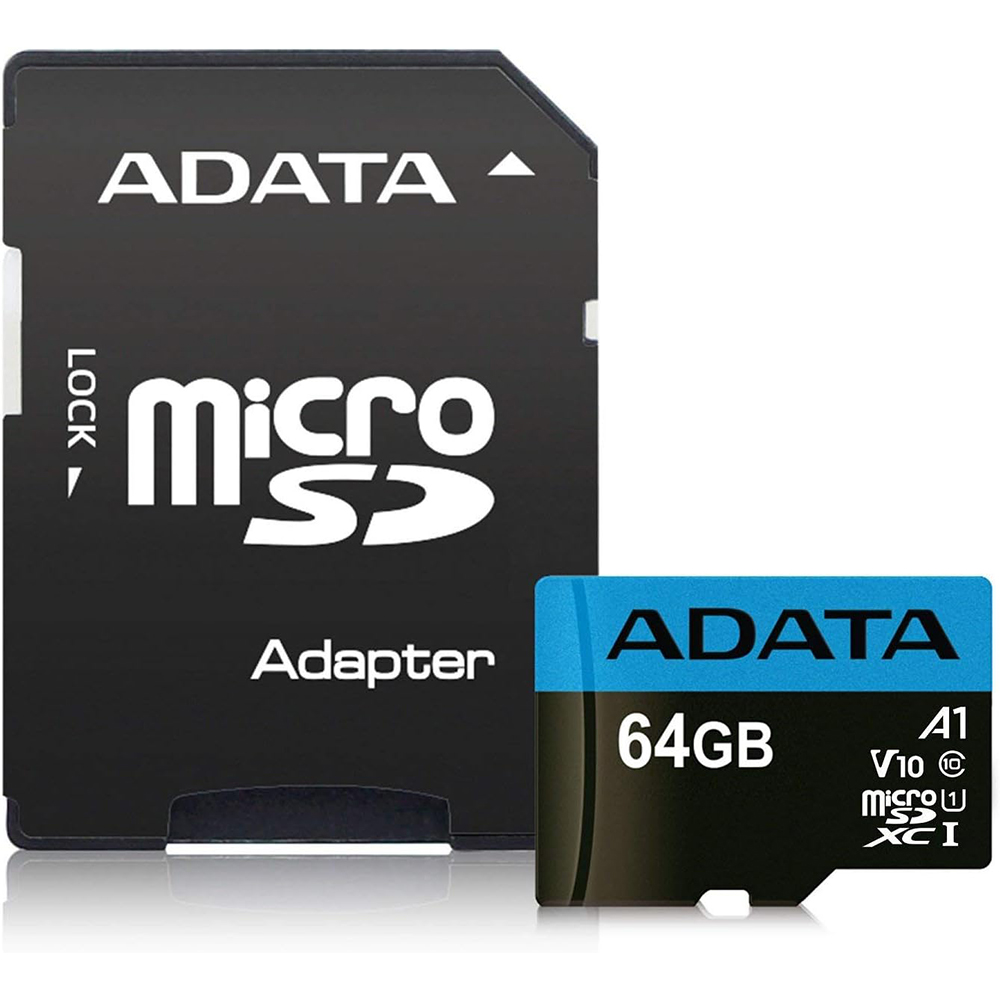 Карта с памет MicroSDHXC 64GB - Adata (AUSDX64GUICL10A1-RA1) - Черен