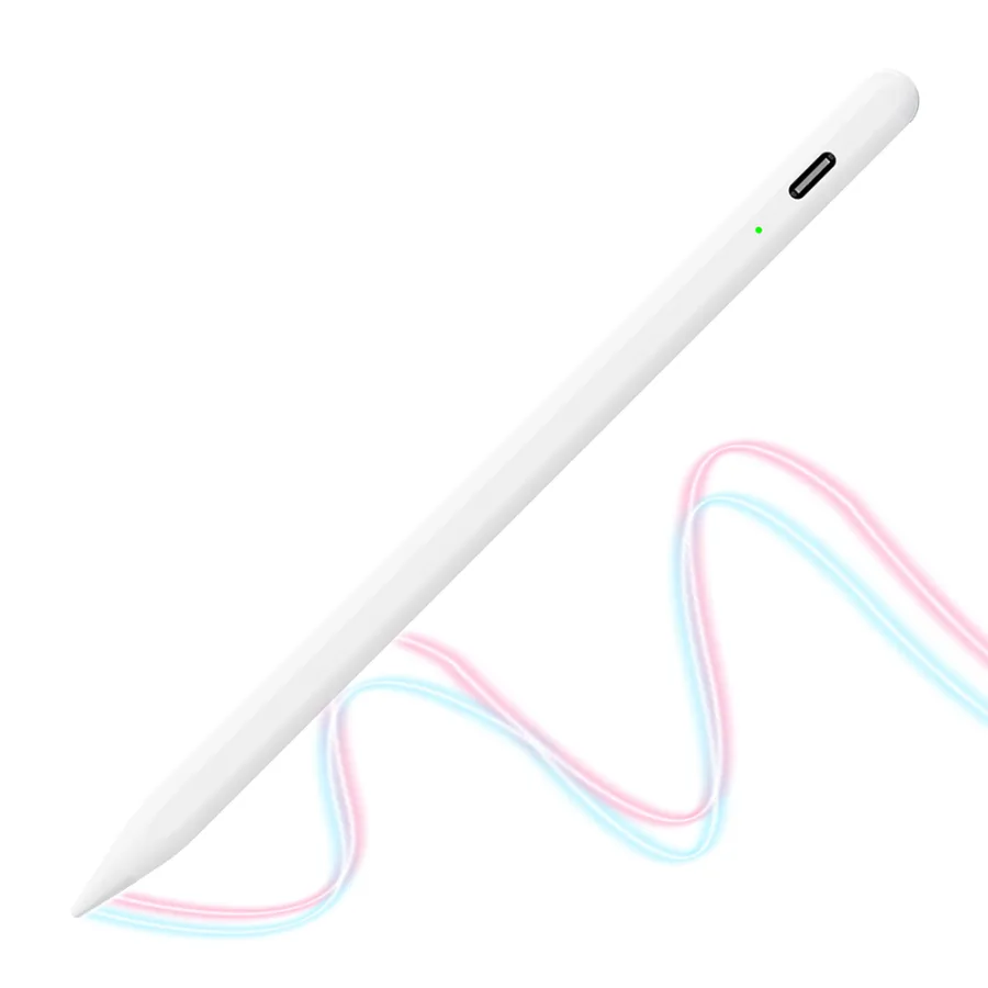 Стилус за таблет, Bluetooth, Type-C, 130mAh, 130mAh, 5V, 0.2A, отхвърляне на дланта, сензор за натиск при накланяне - Techsuit (AC10-CP) - Бял