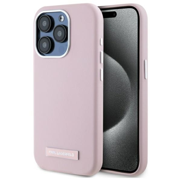IPhone 15 Pro Max Case - Karl Lagerfeld Leather MagSafe (KLHMP15XPGGPGMSRPP) - Розов FW Metal Plate