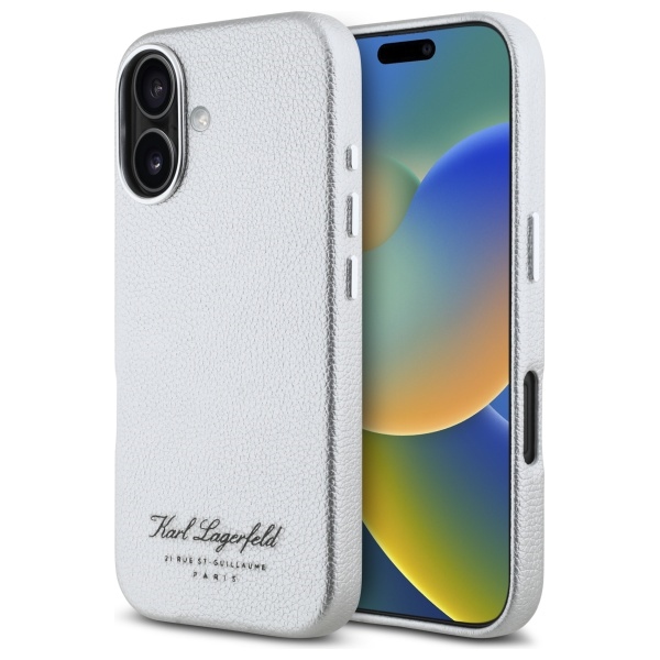 Калъф за IPhone 16 - Karl Lagerfeld Hardcase Leather Hotel (KLHCHCP16SPGWWCMKKHG) - сив RSG