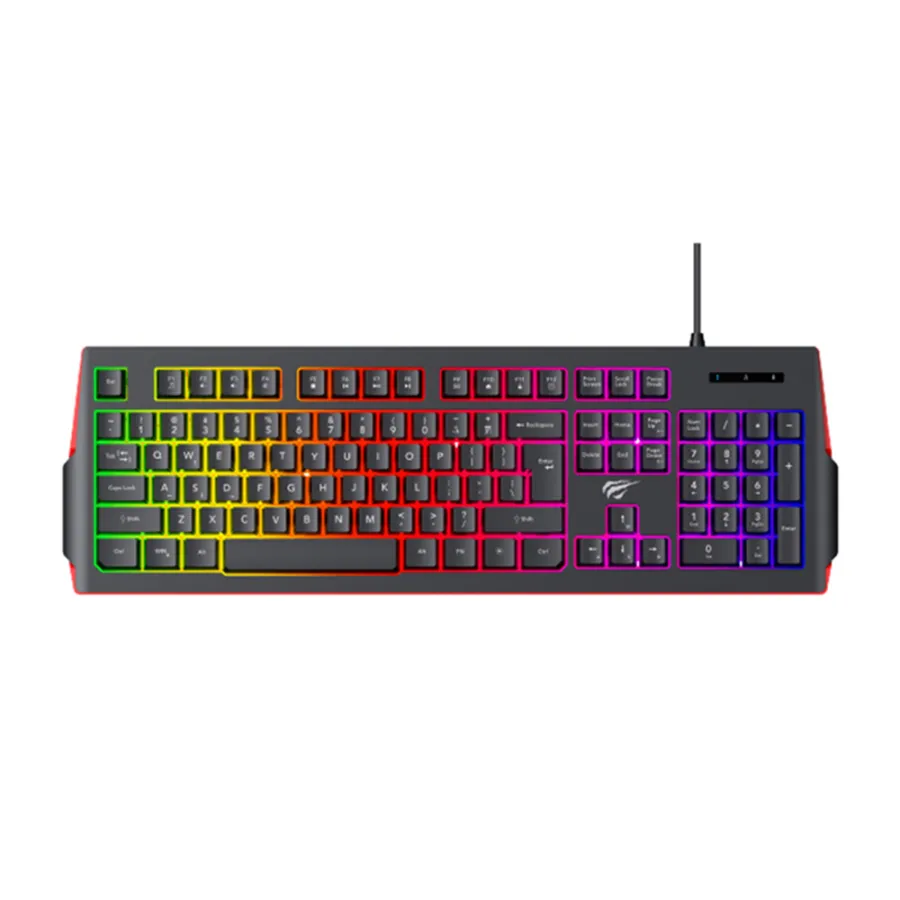 Геймърска клавиатура с RGB светлини за игри 1,4 м, 300 mA - Havit (KB866L) - Черен / Червен