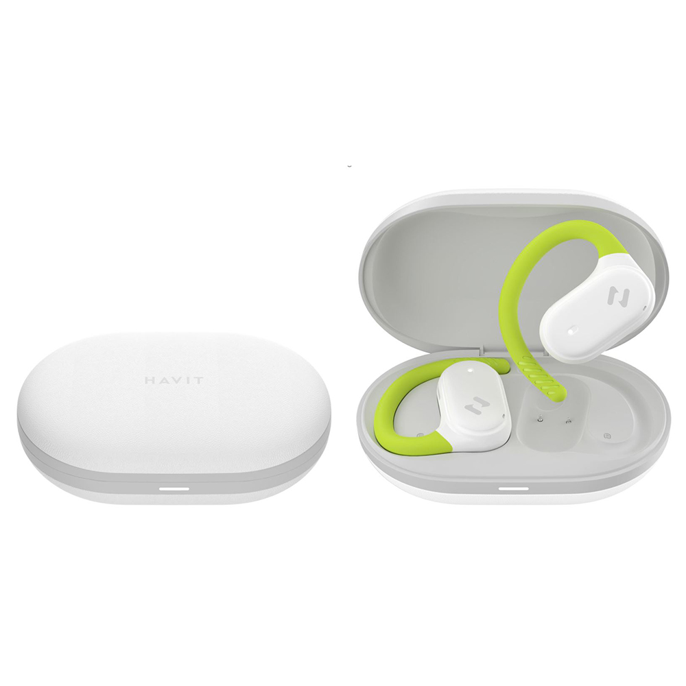 Безжични слушалки с отворено ухо, Bluetooth 5.4, TWS, ENC, IPX5, Type-C, 1000mAh, приложение Havit Life - Havit (OWS915) - Бял