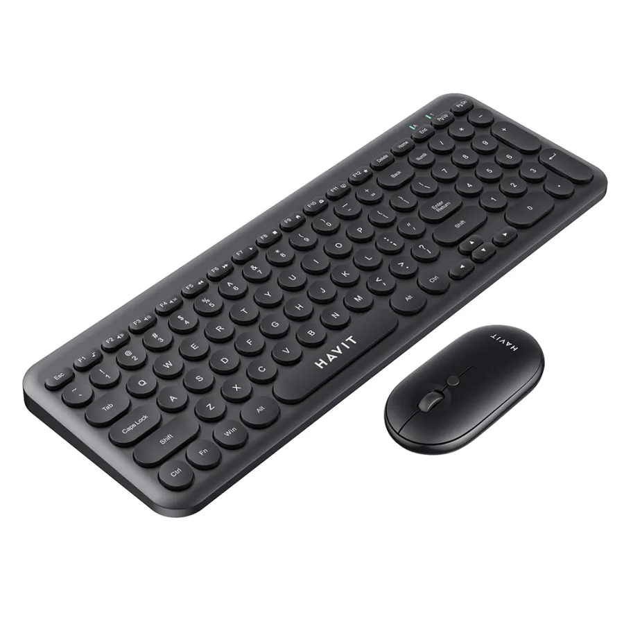 Комплект безжична клавиатура и мишка, 800/1200/1600 DPI - Havit (KB254GCM) - Черен