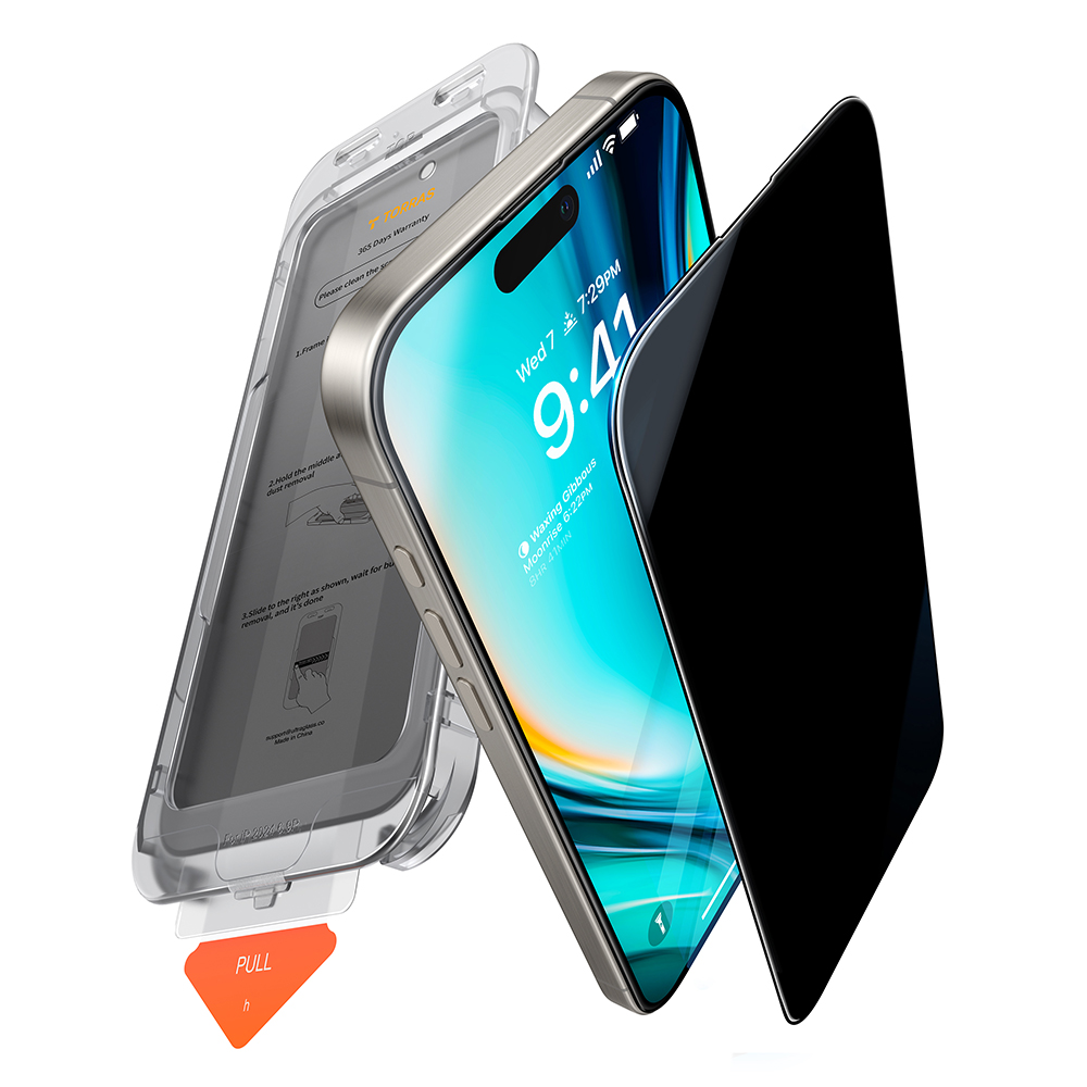 Калъф за iPhone 16 - Torras GlassGo Install Master Privacy - Черен