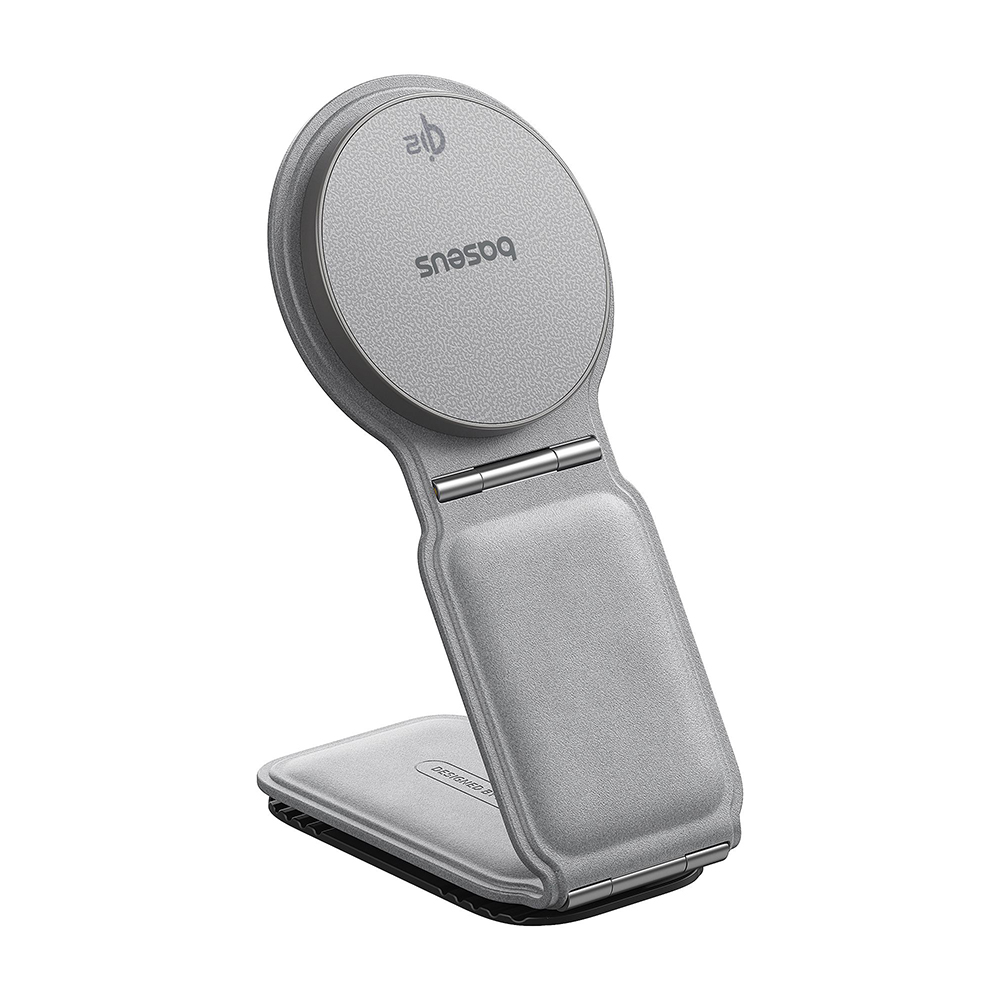 Стойка за телефон за кола, безжична, 15 W, магнитна, за табло - Baseus PrimeTrip C02 (C40169003831-00) - матирано сиво