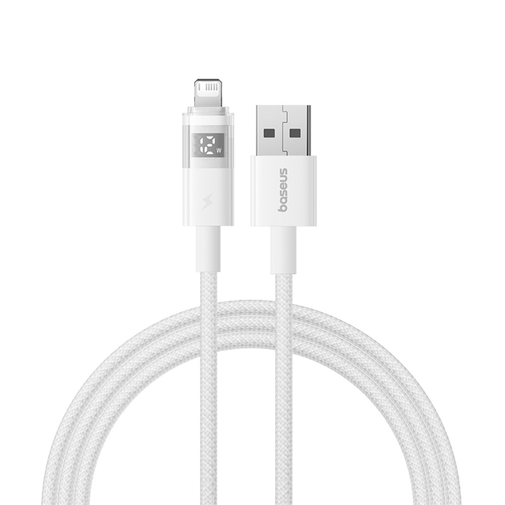 Кабел за данни на цифров дисплей, USB към Lightning, 2.4A, 1m - Baseus Display 2 (P10382700211-00) - Moon Бял